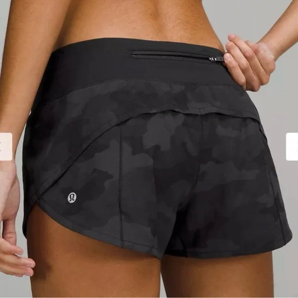 lululemon Speed Up 2.5” Black Camo Athletic Shorts Sz 6 - Picture 1 of 5